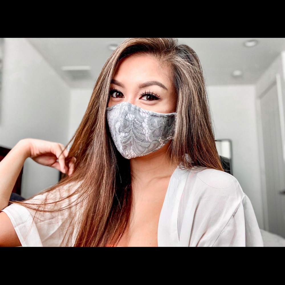 Grey lace face mask